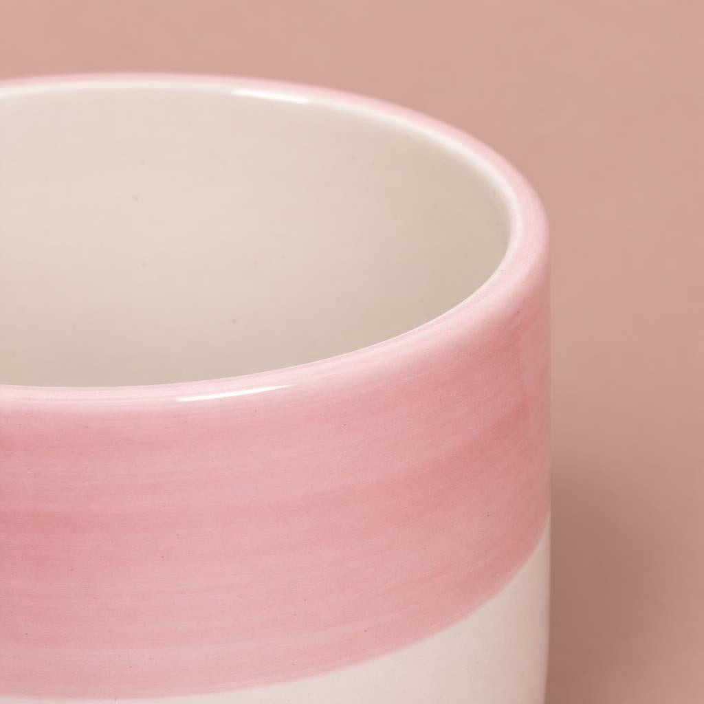 Two-tone Metia pot in blush pink and creamy white