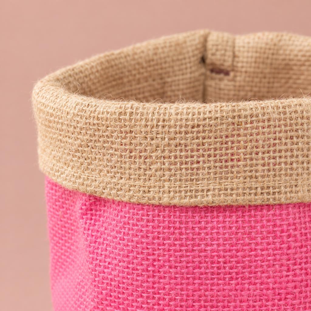 Hessian plant pot in pink