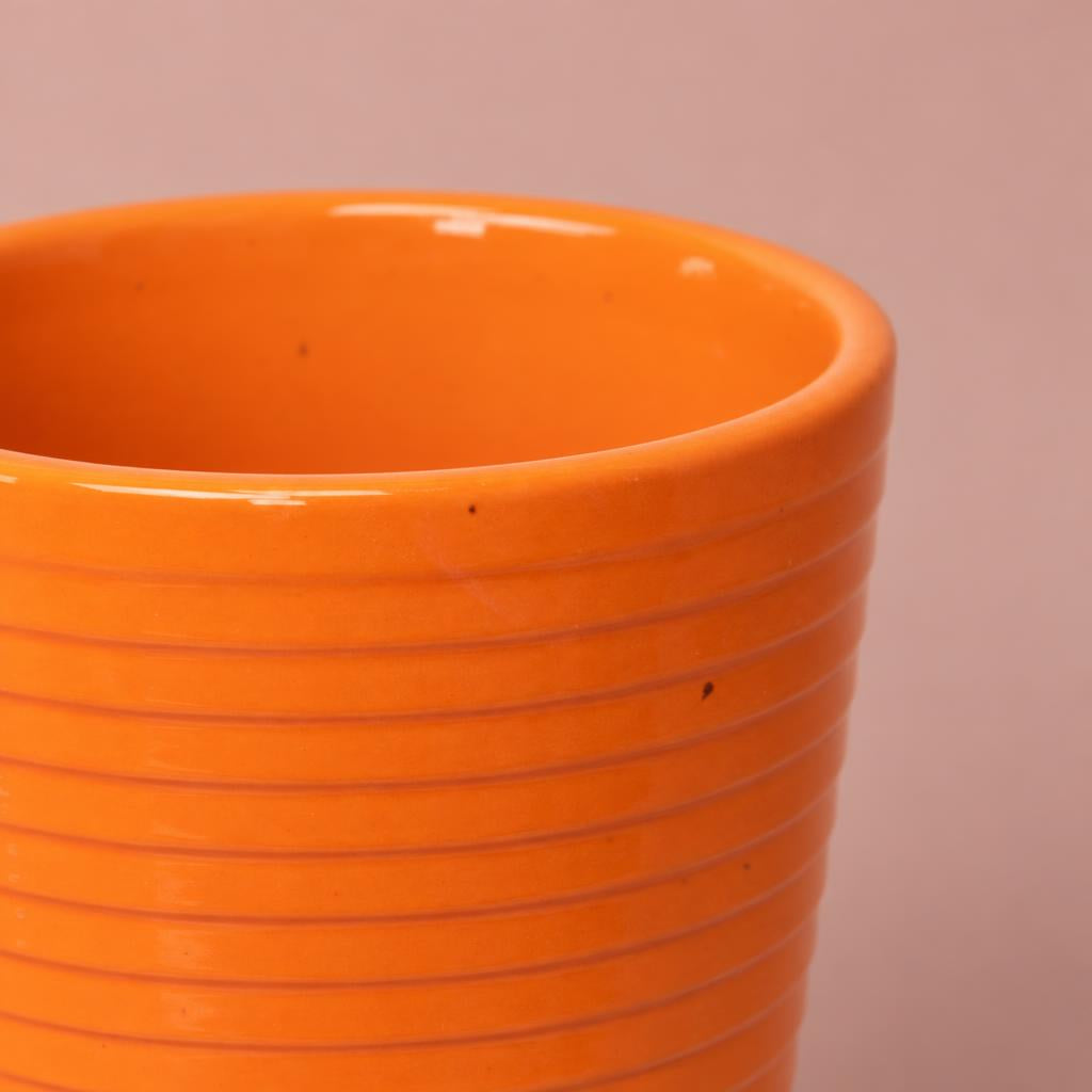 Slimline Ribbed Indoor Plant Pot | Orange