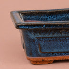 Bonsai plant pot in blue ceramic